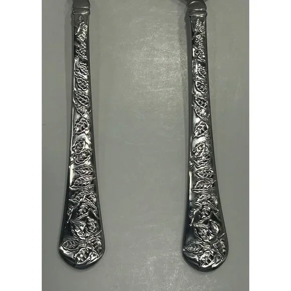 Yamazaki Gear TAPESTRY BOUQUET Serving Spoon and Fork Set Preowned Nice! - Picture 2 of 11